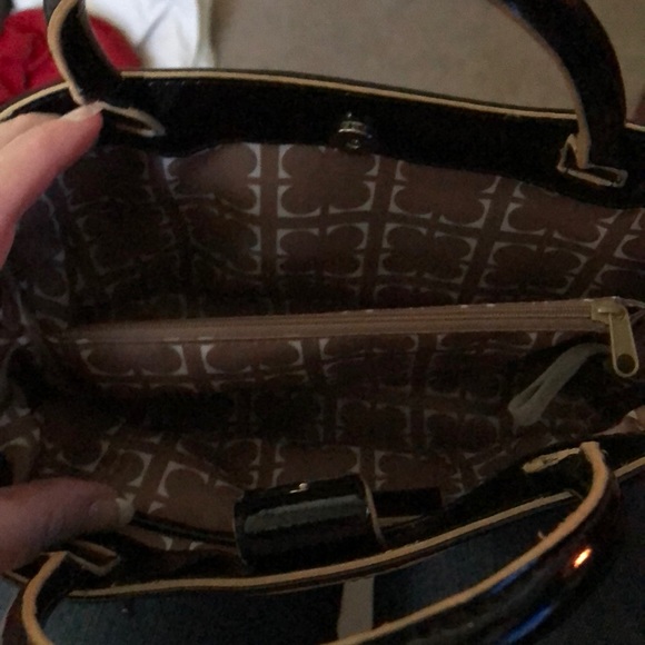 Liz Claiborne black patent leather satchel - Picture 7 of 8